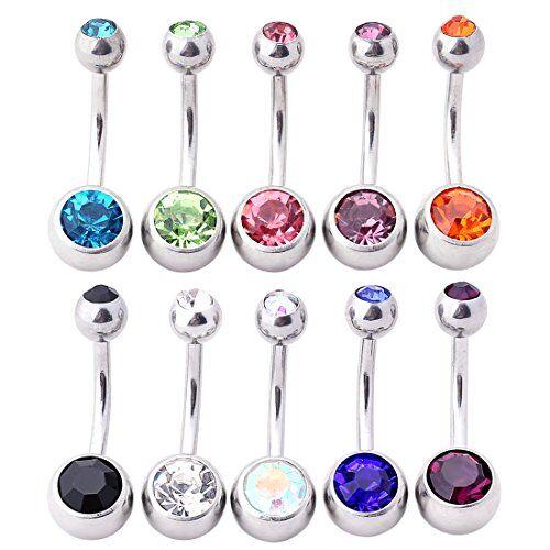 Factory Price Double Barbell Navel Body Piercing Jewelry Shinning Mix Color Crystal Navel Belly Button Ring