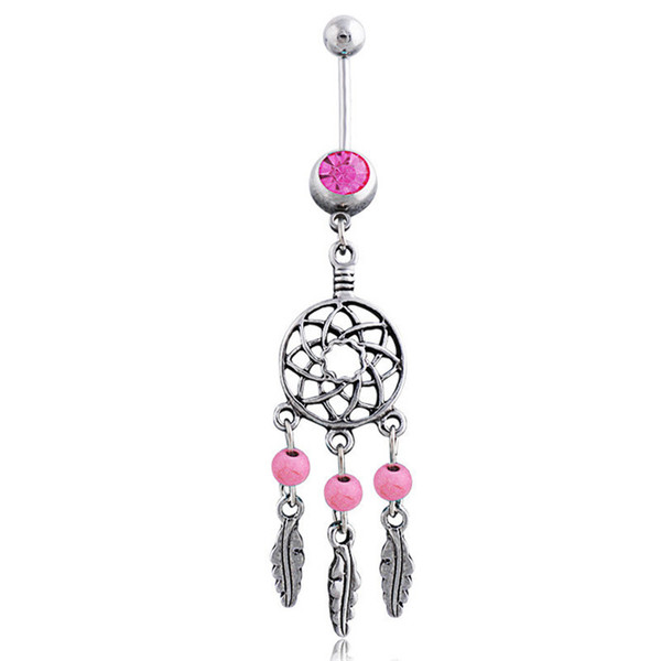 1 Pcs Dream Catcher Austria Crystal Navel Piercing Nombril Surgical Steel Belly Button Ring Navel Piercing Pircing Ombligo