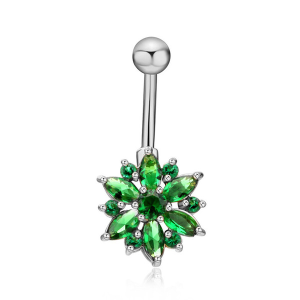 2017 New Hot Fashion Crystal Flower belly button rings surgical steel Body Jewelry Sexy Navel Piercing