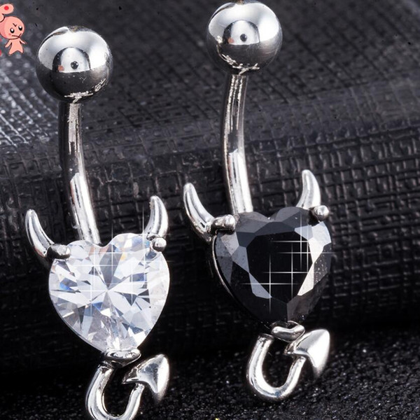 designer jewelry stainless steel navel rings heart litter devil bell button rings for women hot fashion