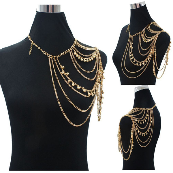 Bohemian Style Punk Body Chain Necklaces Alloy Collar ShouldeChain Long Necklaces & Pendants Women Sexy Statement Body Jewelry