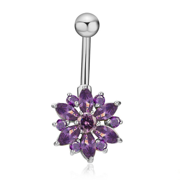 5 Colors Daisy Shape Gold Silver 316L Stainless Steel Jewelry Navel Bars Silver Belly Button Ring Navel Body Piercing Jewelry