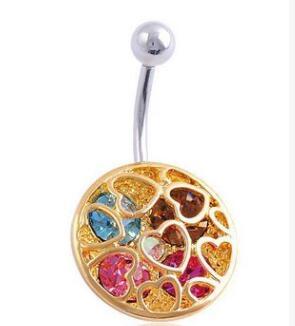 Good quality New retro flower gem diamond navel bell button rings gilding the body of popular piercing jewelry three colors