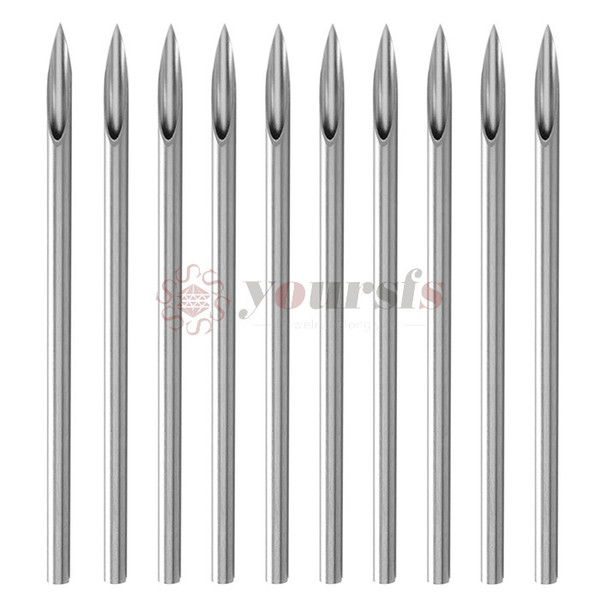 Yoursfs Piercing Needle Ears Hole DIY Piercing Hollow Medical Grade Needle E.O Gas sterilized tri- Beveled Needle