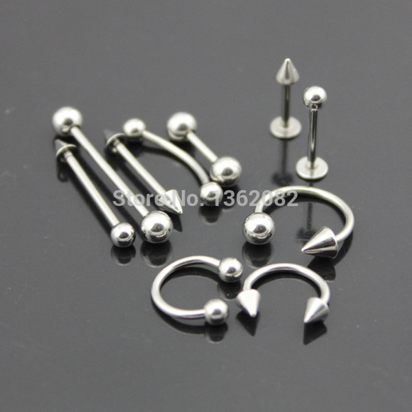 Wholesale 10pcs 316L Stainless Steel Ear Stud Navel/Nipple/Nose/Lip/Tongue Rings Bar Barbell Body Piercing Jewelry ME92