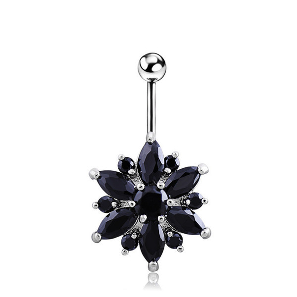 2017 Hot Wholesalge Crystal Flower Dangle Belly Button Rings Barbell Sexy Beach Surgical Steel Belly Piercing Navel Piercing