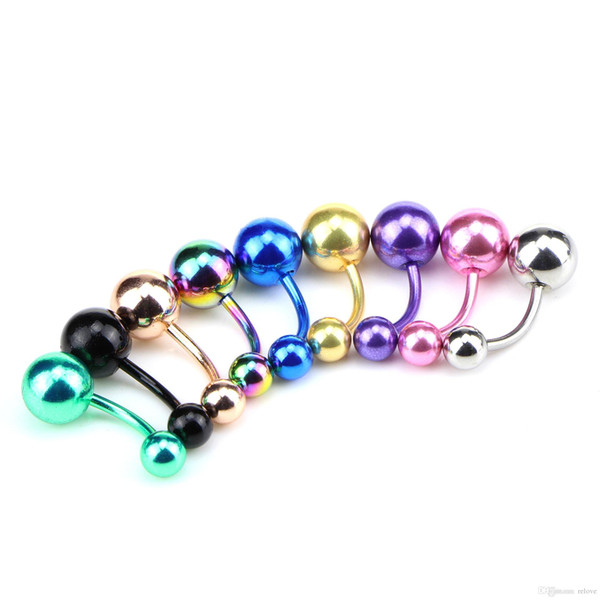 Mix Style Fashion Belly Button Rings 316L Stainless Steel Double Barbell Curvy Navel Body Piercing Jewelry