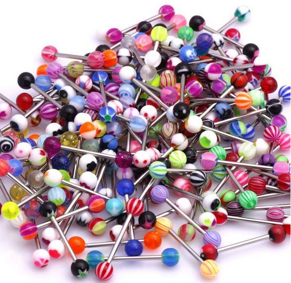 Wholesale Lot of 110PC 14G Mixed Tongue Rings Barbells Body Piercing Jewelry