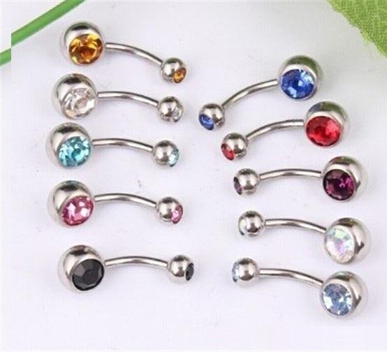 Bell Button Rings 316L Surgical Steel Crystal Rhinestone Belly Button Navel Bar Ring Piercing ak109