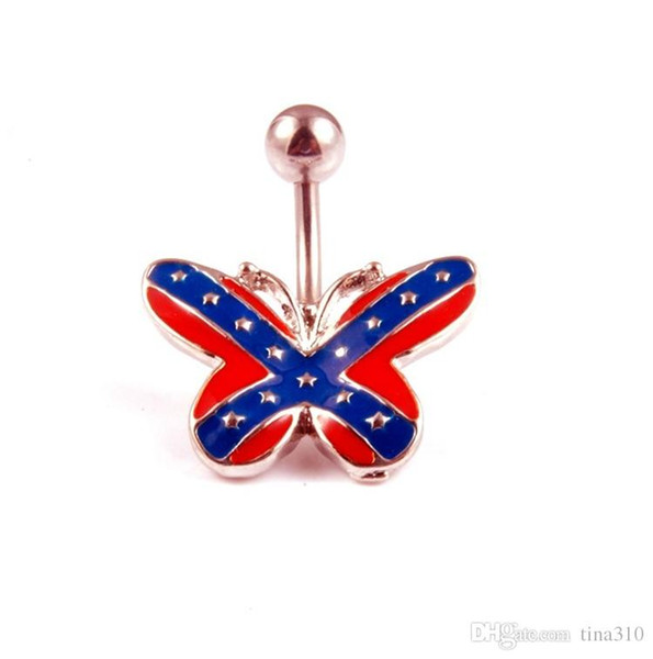 New Body Jewelry belly button rings lip nail earring butterfly umbilical ring coalition flag belly Navel rings 2991-2