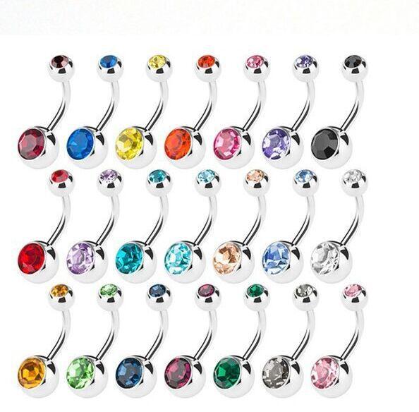 2017 Stainless Steel Crystal belly button Rings Rhinestones Navel Body Piercing bars Rings for women&ladies fashion Jewelry cheap wholesale