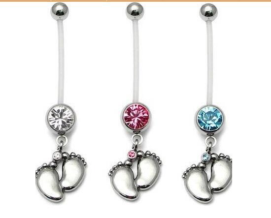 Flexible Navel Piercing Pregnancy Maternity Bar Ring Body Belly Piercing Baby Feet Navel navel ring buckle foot feet soft flexible rod carto