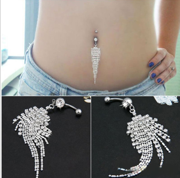 Wholesale jewelry, long section beads hanging tassel rhinoceros ring umbilical ring, umbilical deduction of human puncture jewelry