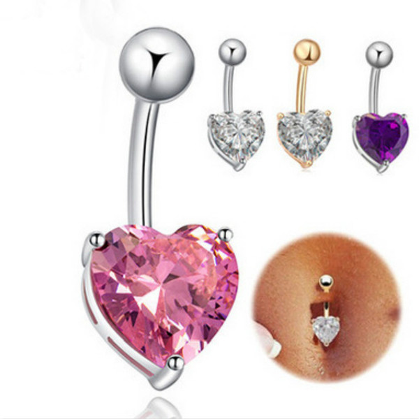 Europe and the United States Heart-shaped Navel Buckle Body Piercing Jewelry Nightclub Belly Dance Navel Ring/Lot Drop Shipping