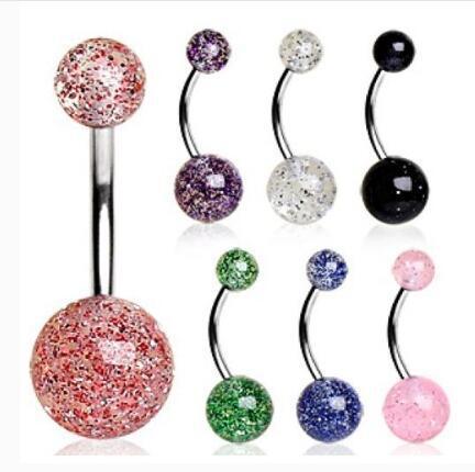 Stainless steel minimalist jewelry transparent acrylic ball navel ring umbilical nail piercing jewelry body piercing