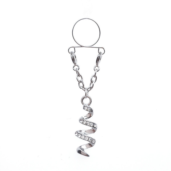 Silver crystal spiral nipple Ring Tassel Ring Women Body Jewelry Silver Party Belly Button ring