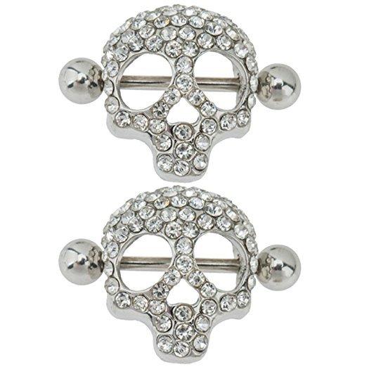 Retro Crystal Skull Head nipple Ring Women Body Jewelry Party Belly Button ring