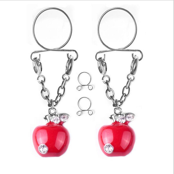 Sexy Nipple Rings 16mm 316L Stainless Steel Apple-shaped Adjustable Fake Breast Ring Fun Body Piercing Jewelry Wholesale 0865WH