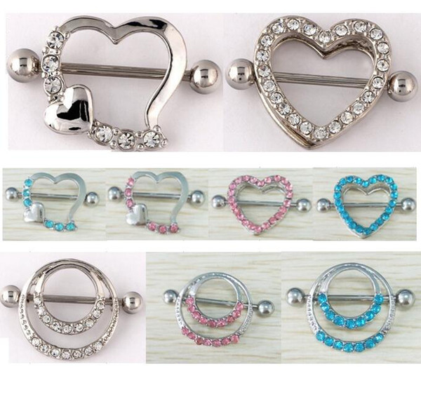 Nipple Shield Rings Barbells Body Jewelry Love Heart Double Circles Nipple Rings Sexy Woman Piercing Jewelry Piercing Clip On Nipple