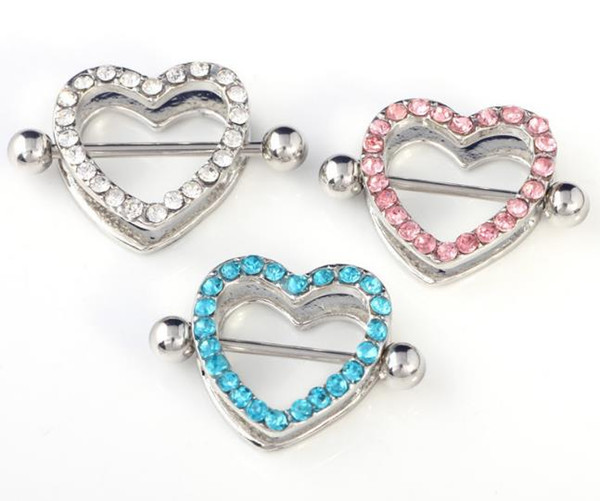 Two hearts milk loops hot love crystal heart breast milk new nail body piercing jewelry manufacturers selling