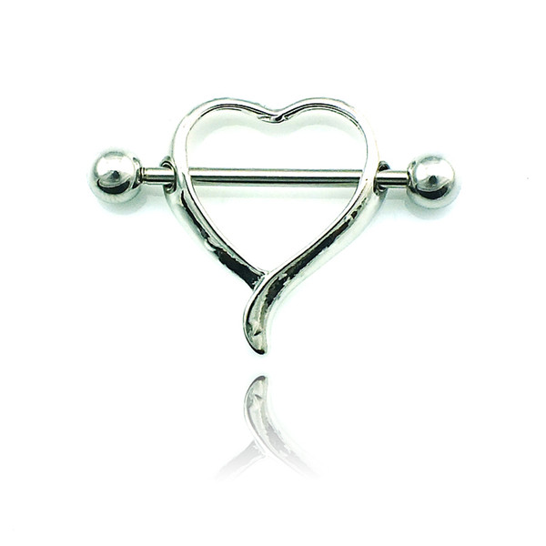 Brand New Fashion Nipple Rings 316L Stainless Steel Barbells Heart Breast Body Piercing Jewelry Free Shipping