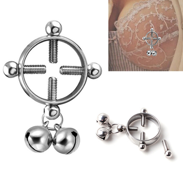 Fashion 316L Surgical Steel Non-Piecing Nipple Ring with Bell Shield Body Piercing Jewelry Nickel-free Fake Piercing