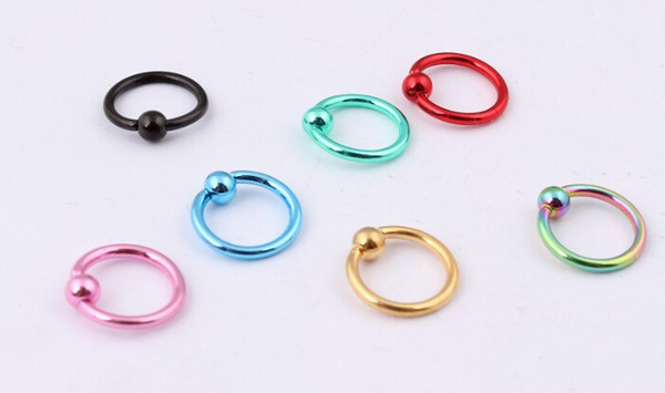 Wholesale-OP-Mix Color 50pcs 16G Titanium Anodized Captive Bead Ring Eyebrow Nipple Labret Lip Nose Ring Piercing Body Jewelry Free Shipping