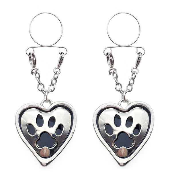 1 Piece Heart Dog paw Nipple Bars 316L Surgical Steel Body Jewelry Crysatl wing Nipple Rings