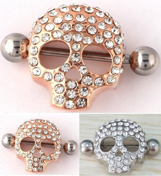 2015 New Style Body Jewelry Skeleton Skull Shield Nipple Bar Sexy Ring Punk Nipple Piercing Body Jewellery Nipple Rings 2 Colors