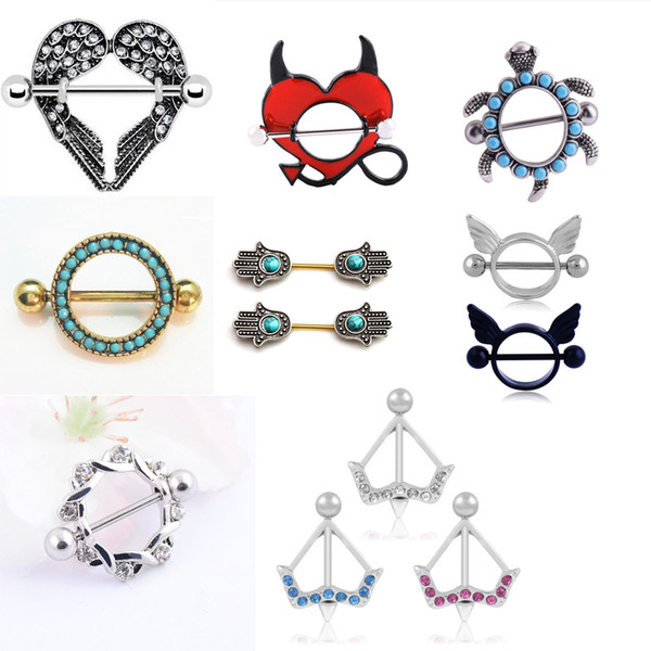 2018 Summer Sunflower Nipple Piercing Sexy Bar Rings Jewelry Creative Punk Body Jewellery For Women Men Gift 9 Style