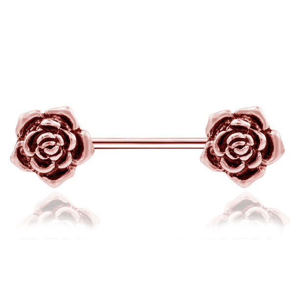 Retro Rose Flower nipple Ring Women Body Jewelry Party Belly Button ring