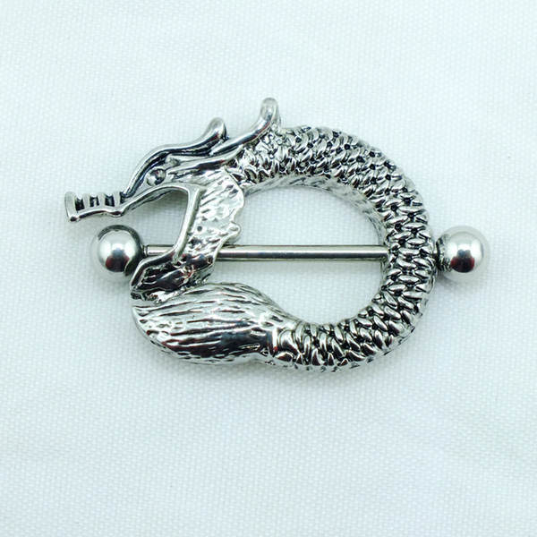 Newly Fashion Non-mainstream Nipple Rings Stainless Steel Retro Chinese Dragon Body Piercing Jewelry