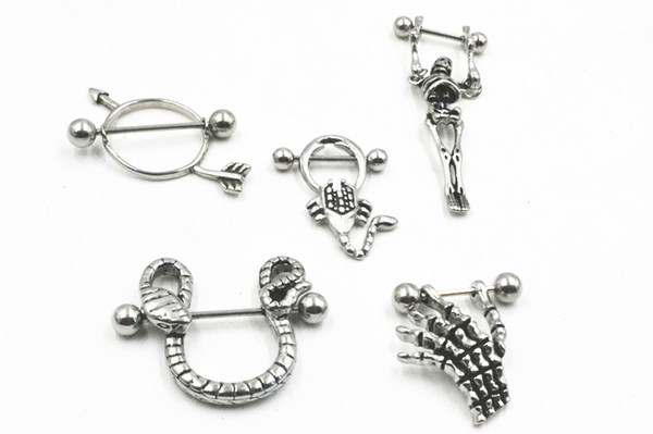 NEW LOT50PCS 16G Titanium 16G~1.2mm Nipple BarBells Nipple RingPiercing Mix Styles