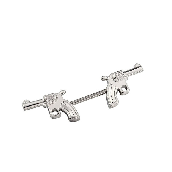 Hot Sale 316L Surgical Steel Double Guns Nipple Rings Body Jewelry Nipple Barbells 14G