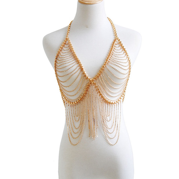 New female accessories fashion simple necklace trend sexy bra tassel body chain stage performance matching performance