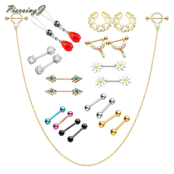 wholesale Latest Style 21 pieces Stainless Steel Nipple Stud Fake Cheater Papilla Ring Body Piercing Jewelry