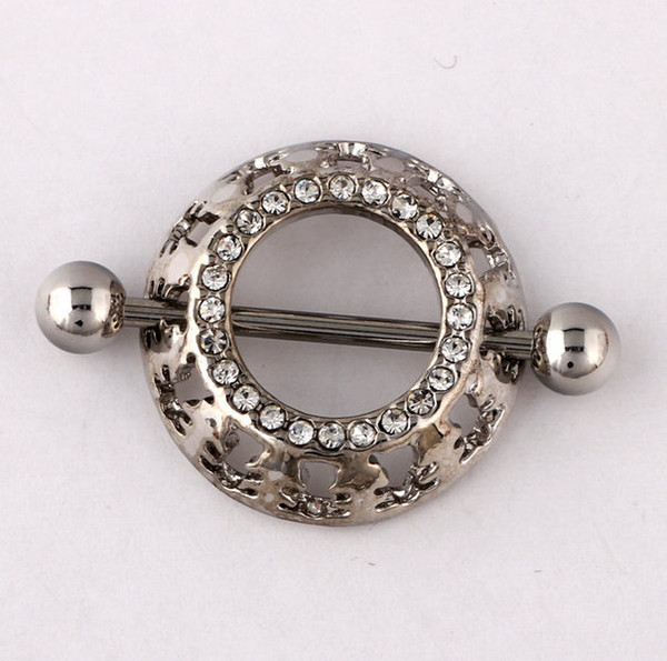 Round Rhinestone Body Piercing Navel Belly Button Ring 316L allergic Medical C024