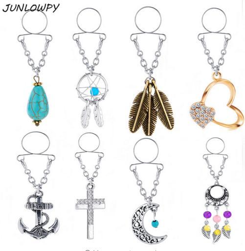 Nipple Barbells Gold Heart Cross Dangle Bar with Gems For Women Man Gift Fake Piercings Nipple Ring Clip Jewelry