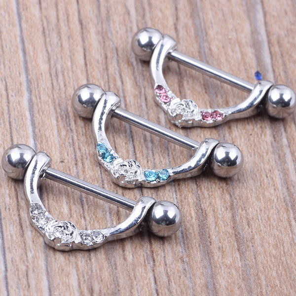 Nipple ring body piercing fashion jewelry 14G 316L surgical steel bar Nickel-free NEW design mix 3 color for woman