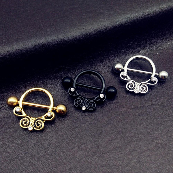 Stainless Steel sexy Nipple Rings Jewelry Trendy vintage gold lace Nipple Barbell Piercing Ring Body Piercing Jewelry