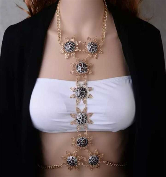 2018 Female Long Crystal Sexy Body Jewerly Charm Exaggerated Party Statement Necklace Women Body Jewelry for lady gift N-6327