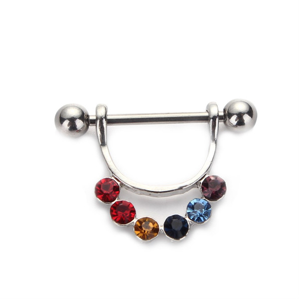 2pcs/pair 14G Colorful Gem Set Nipple Ring 316L Surgical Steel nipple shield Body Piericng jewelry