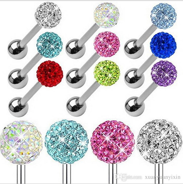 New human body piercing jewelry tongue nail nose nail stainless steel diamond tongue nail men and women general 9 colors