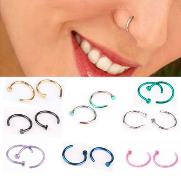 New Nose Rings Body Piercing Jewelry Fashion Jewelry Titanium steel Nose Hoop Ring Earring Studs Fake Nose Rings Non Piercing Rings Crafts