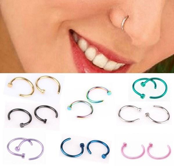 Hot Nose Rings Body Piercing Jewelry Fashion Jewelry Stainless Steel Nose Open Hoop Ring Earring Studs Fake Nose Rings Non Piercing Rings