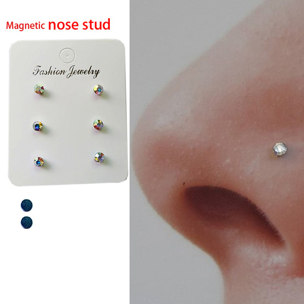 6 pcs of Magnetic nose stud non piercing Nose Lip labret Stud magnet tragus helix body jewelry