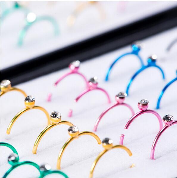 2017 fashion Nose Rings & Studs NEW 40PCS nose ring box packaging three colors nose ring set auger decorative accessories