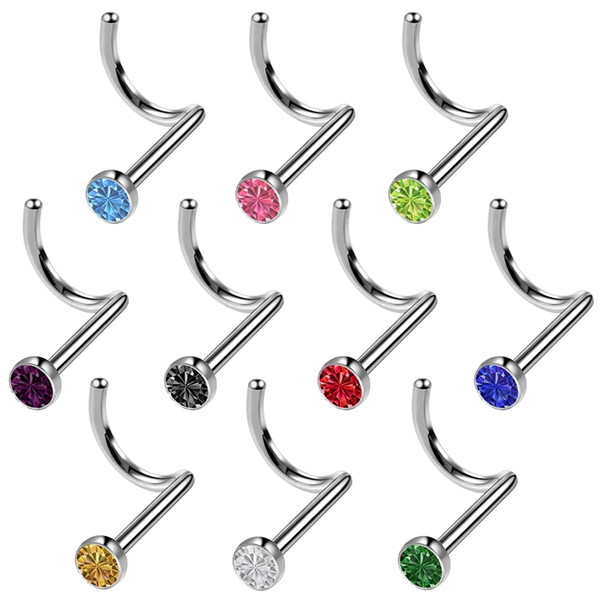 Stainless Steel Crystal Rhinestone Nose Rings Nose Studs Hooks Body Piercing Faux Nariz Percing Body Jewelry