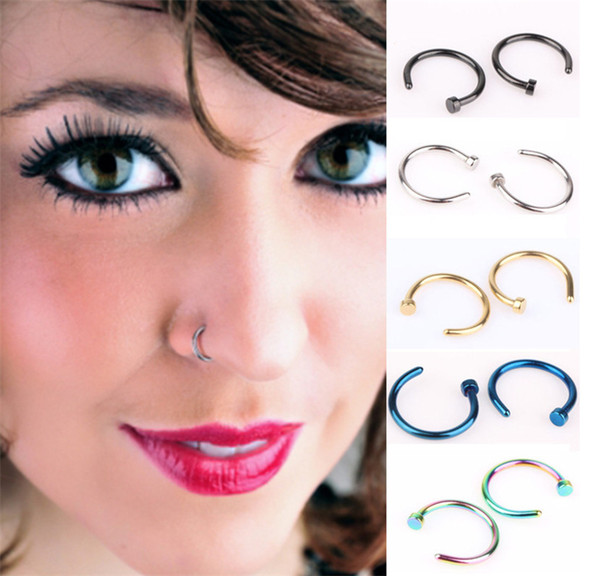 50PCS Nose Ring Hoop Stainless Steel Nose Rings Studs Non Piercings Hoop for Men Women Fashion Jewelry (Delivery is 1 piece,Not a pair)