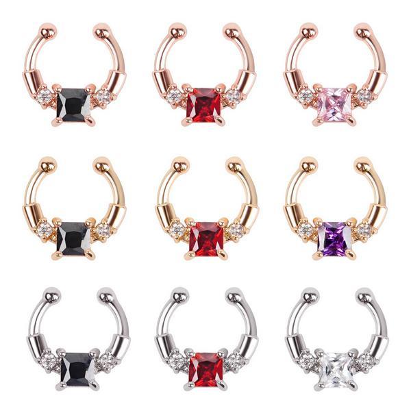 Non-Piercing Fake Septum CZ Nose Body Jewelry New Arrival Popular Designs Fake Clip On Nose Rings Pircing Nariz Fakes